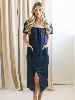 Neutral Layer Balanced Fit Payton Linen Midi Dress