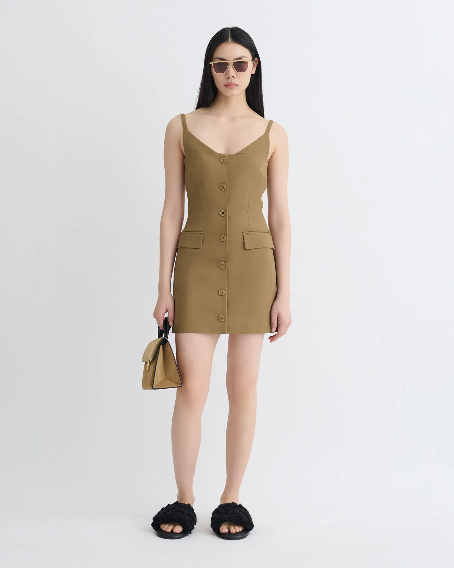 Peitho - Tailored Mini Dress - Brown Cozy Wear