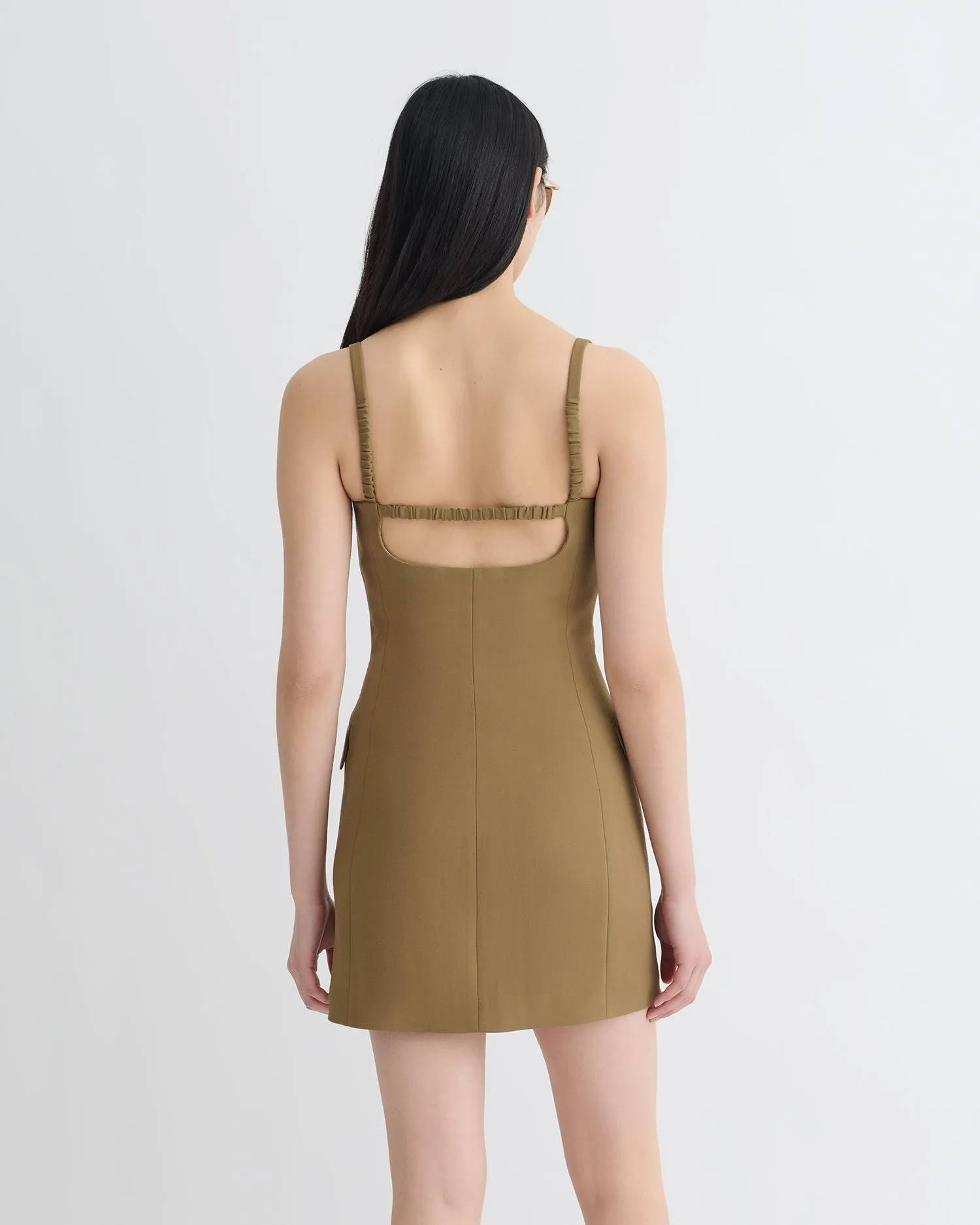 Peitho - Tailored Mini Dress - Brown ConvertibleSleeves