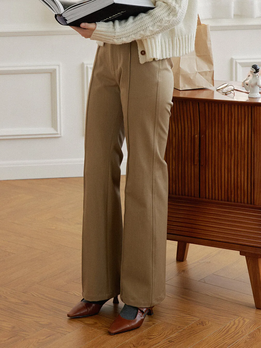 Natural Fit Everyday Wear Teresa Khaki Flared Trousers