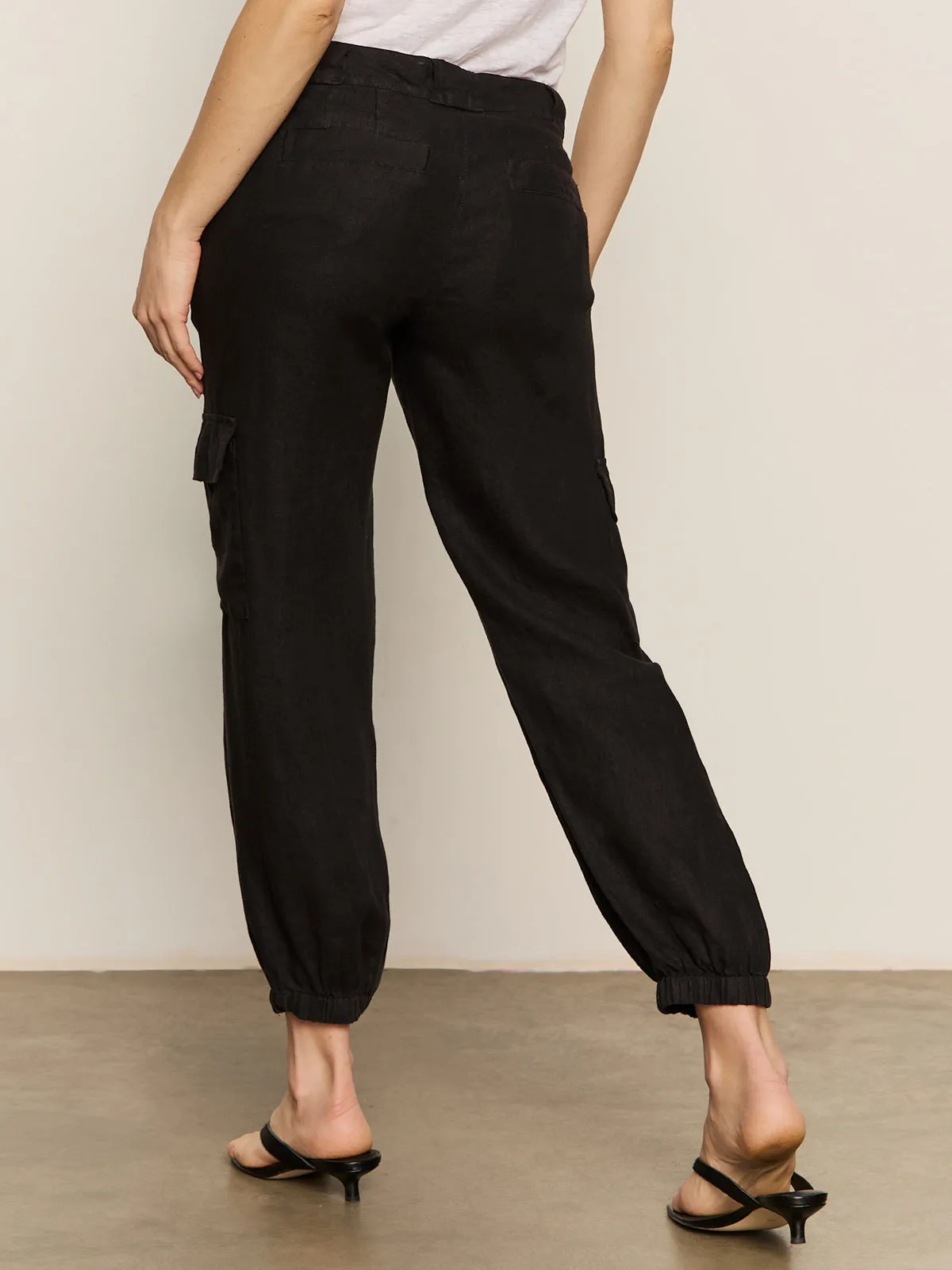 Take Over Linen Jogger Standard Rise Pant Black snag resistant