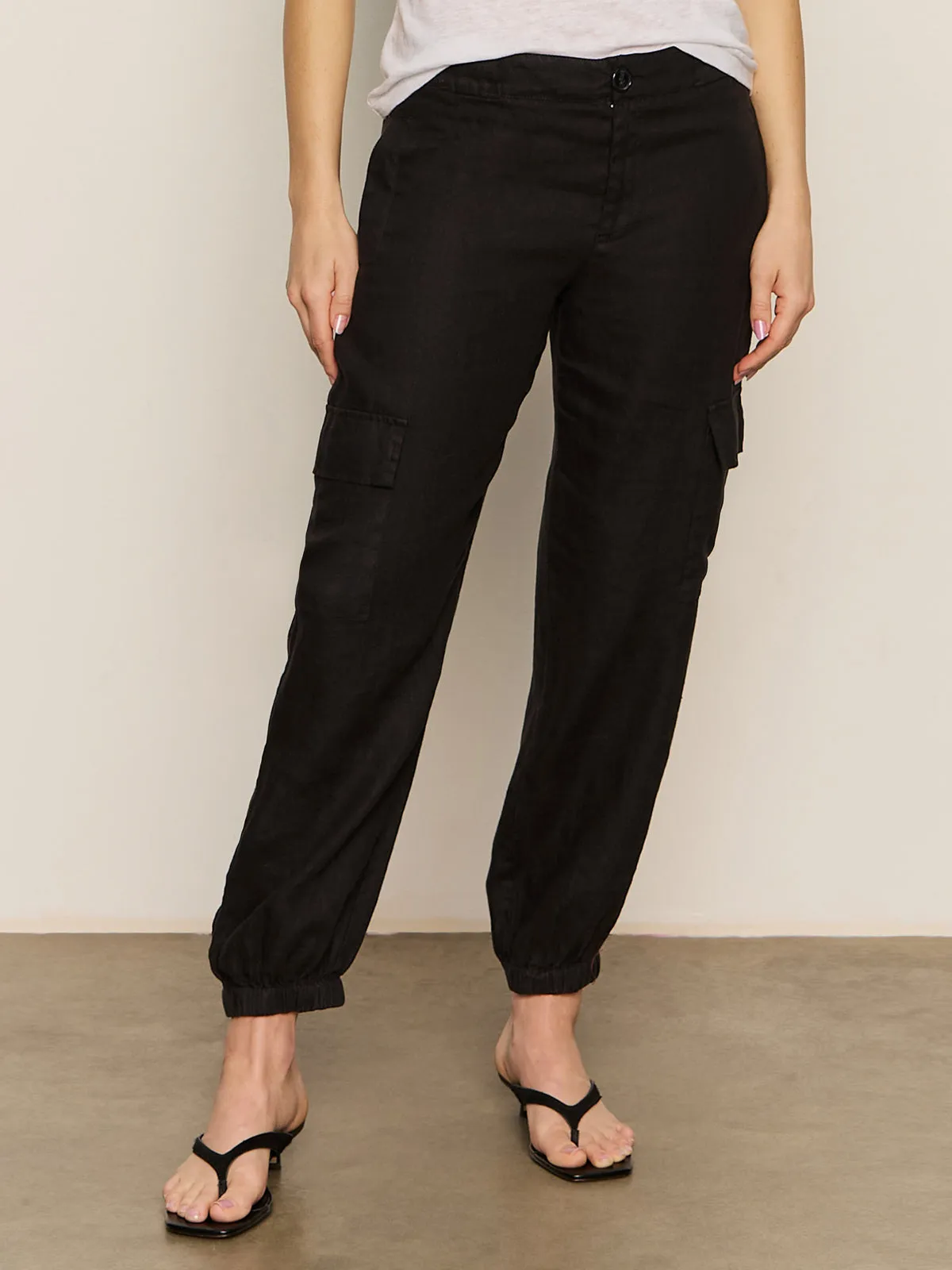 Take Over Linen Jogger Standard Rise Pant Black Indoor Wear