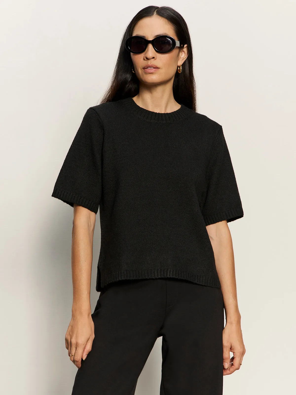 mesh ventilation Beach Ready Perfect Sweater Tee Black