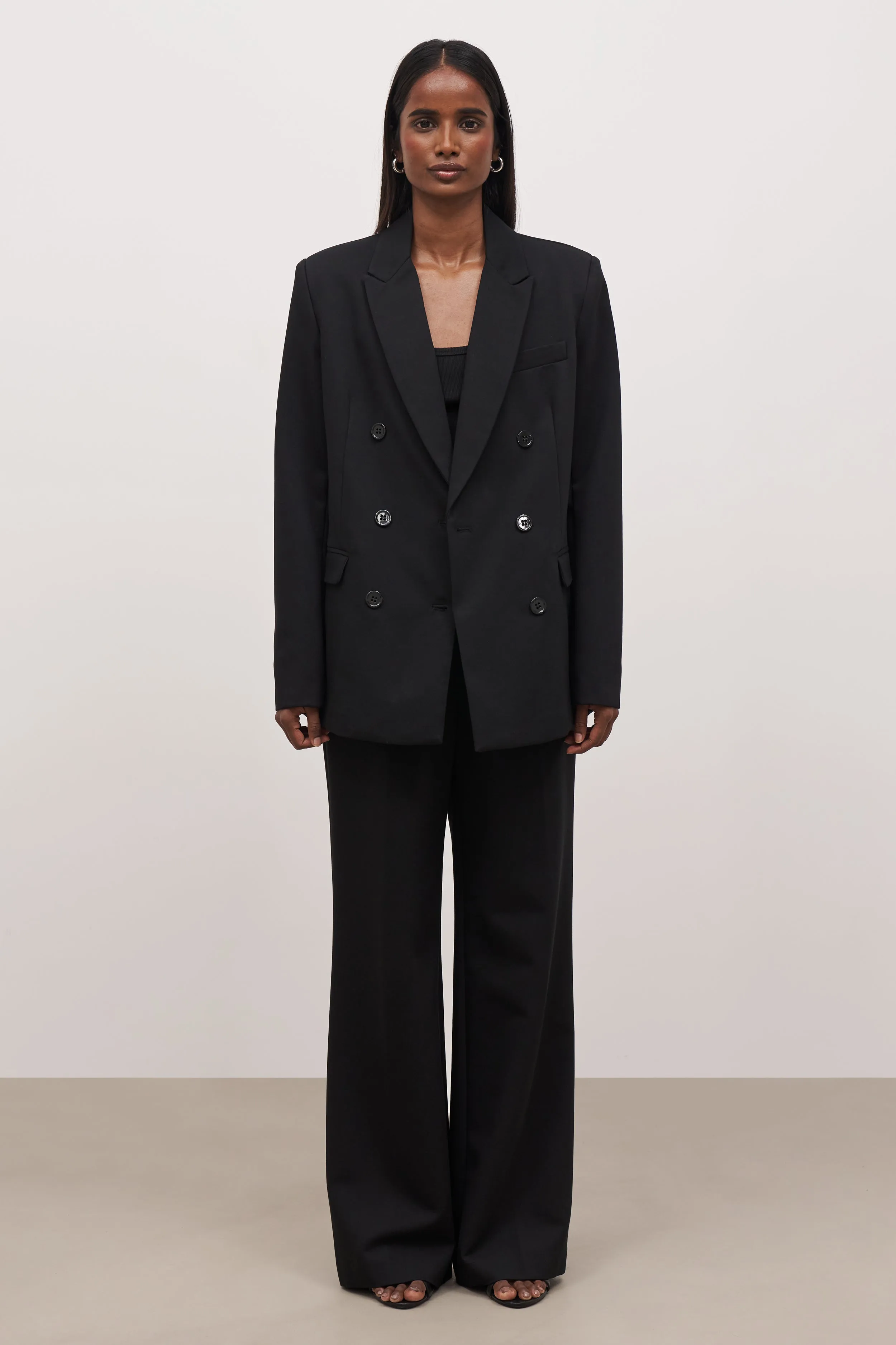 Formal Double Breasted Blazer - Black Stretch seams Medium seams