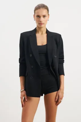 Formal Double Breasted Blazer - Black Elastic cuffs seams