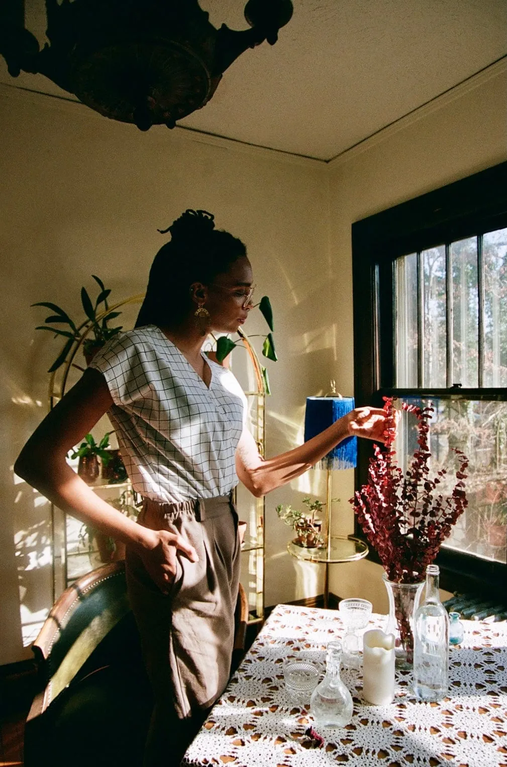 Versatile Apparel Simple Comfort Dolman Top in White Squares
