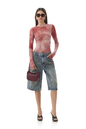 Kaylee Top - Rust Snake Lightweight Weave Material Flexible Knit Fabric