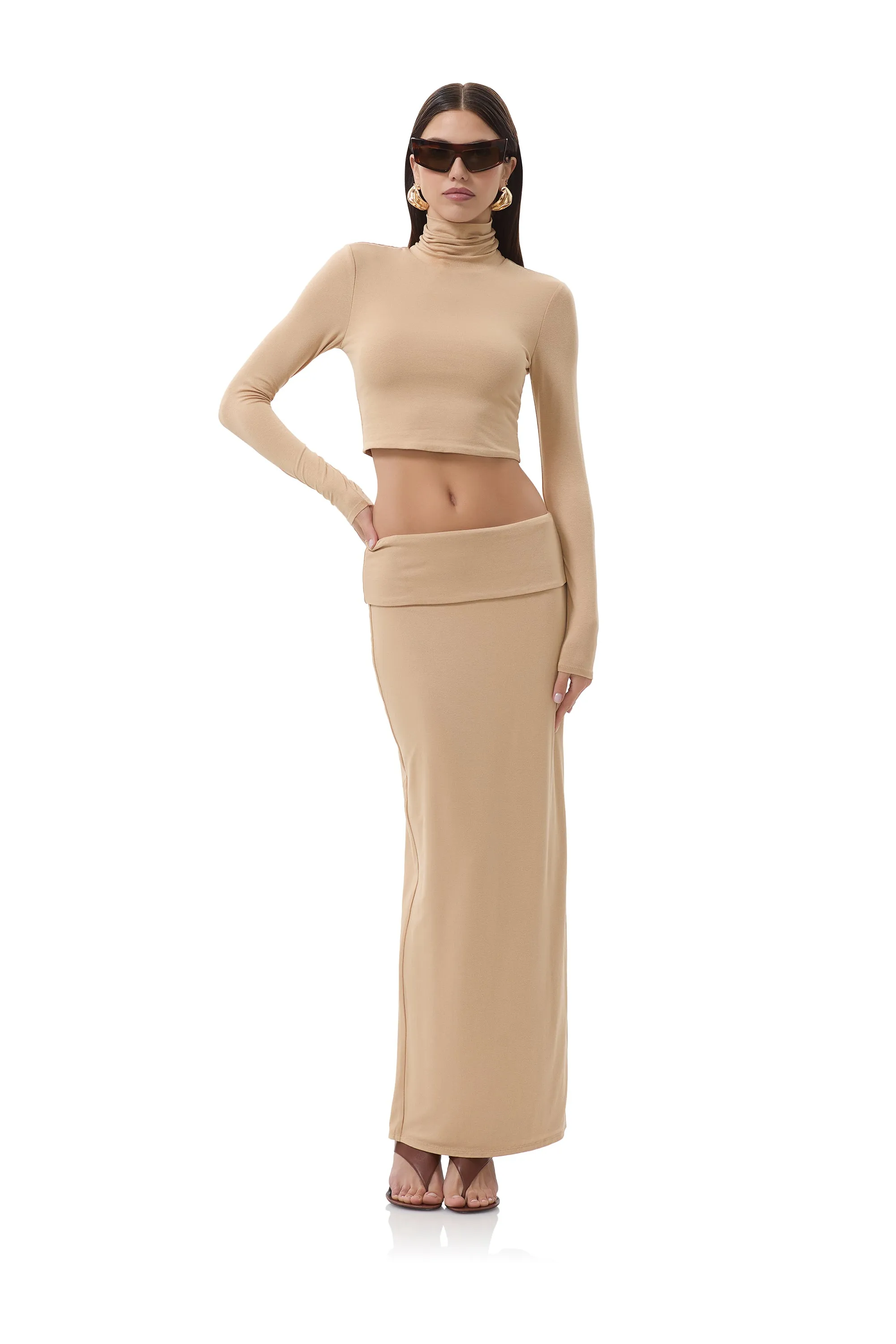Micaela Crop Turtleneck - Praline BondedEdges FoamReinforcedCollar