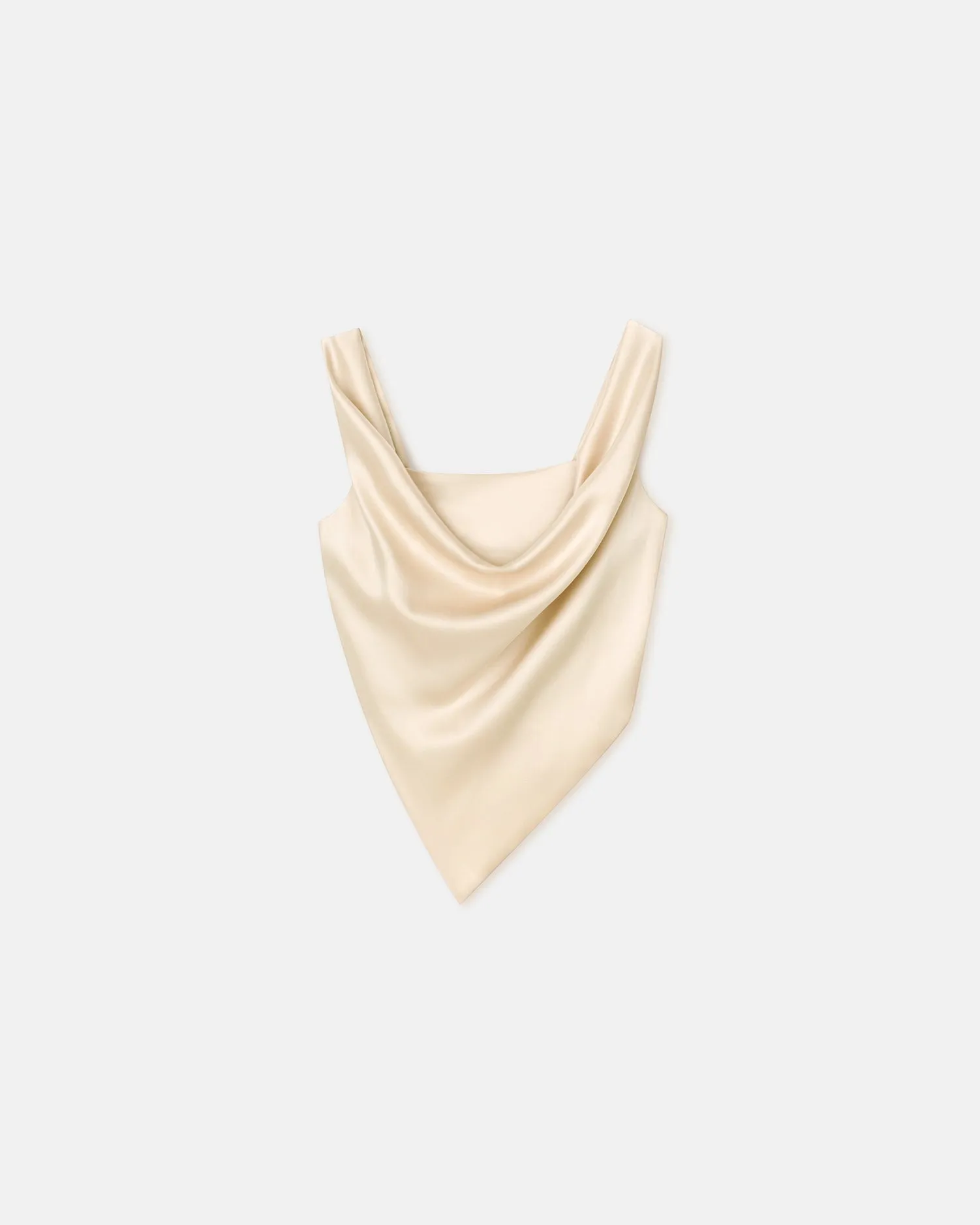 Petra - Sleeveless Draped Slip Satin Top - Creme YarnDyeStripe