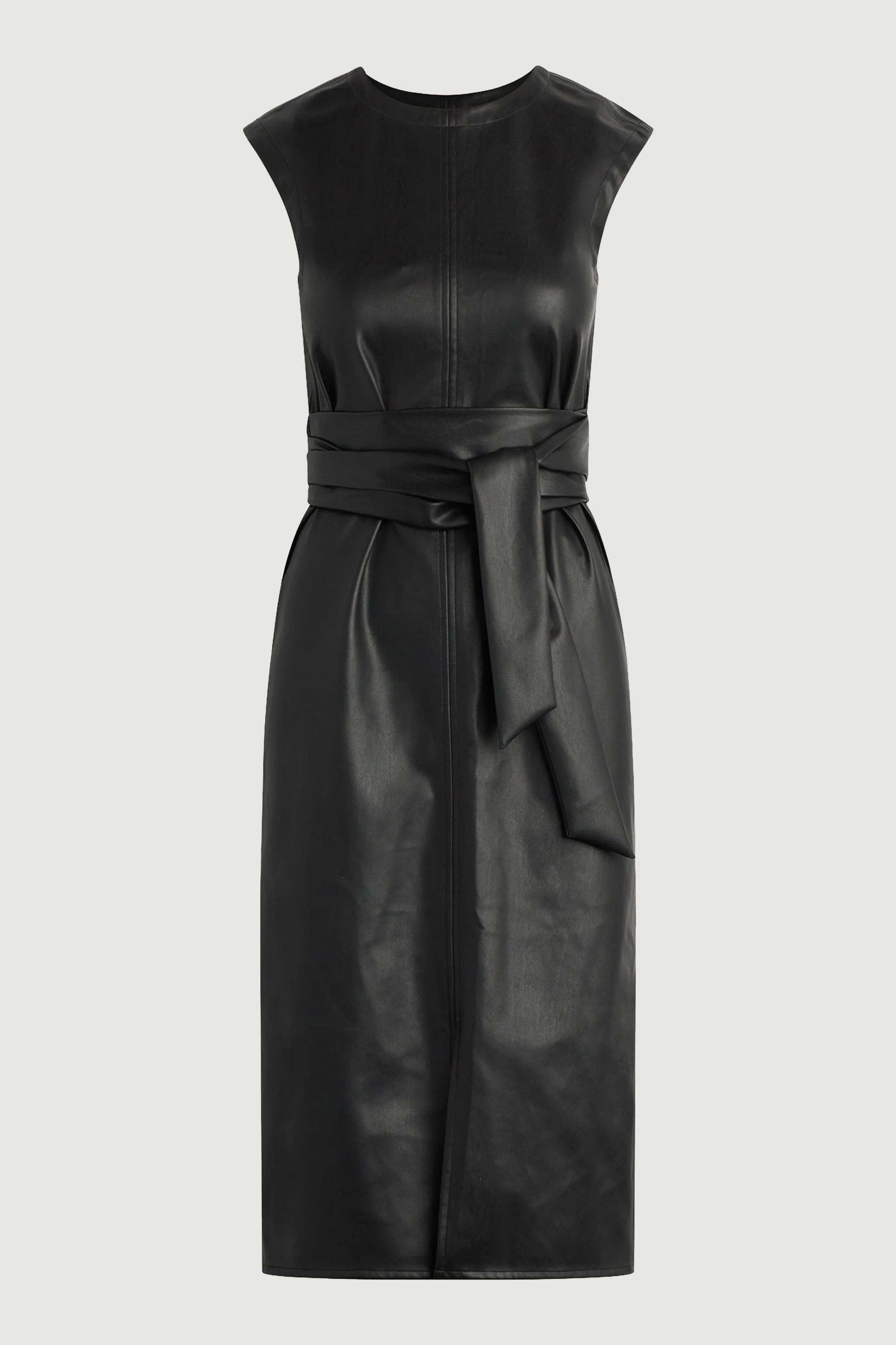 Resort Ready Comfy Yet Stylish Pilar Vegan Leather Tie-Front Dress (Petite)
