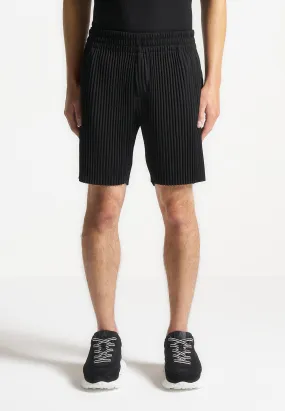 Pleated Shorts - Black Ergonomic Shoulder Cut Tension Balanced Design