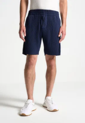 EcoDyeProcess Multipurpose Design Pleated Shorts - Navy