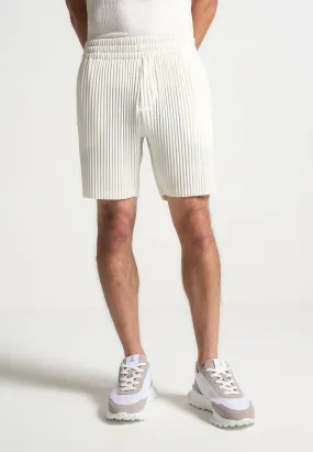 Layered Look Pleated Shorts - off white off white
