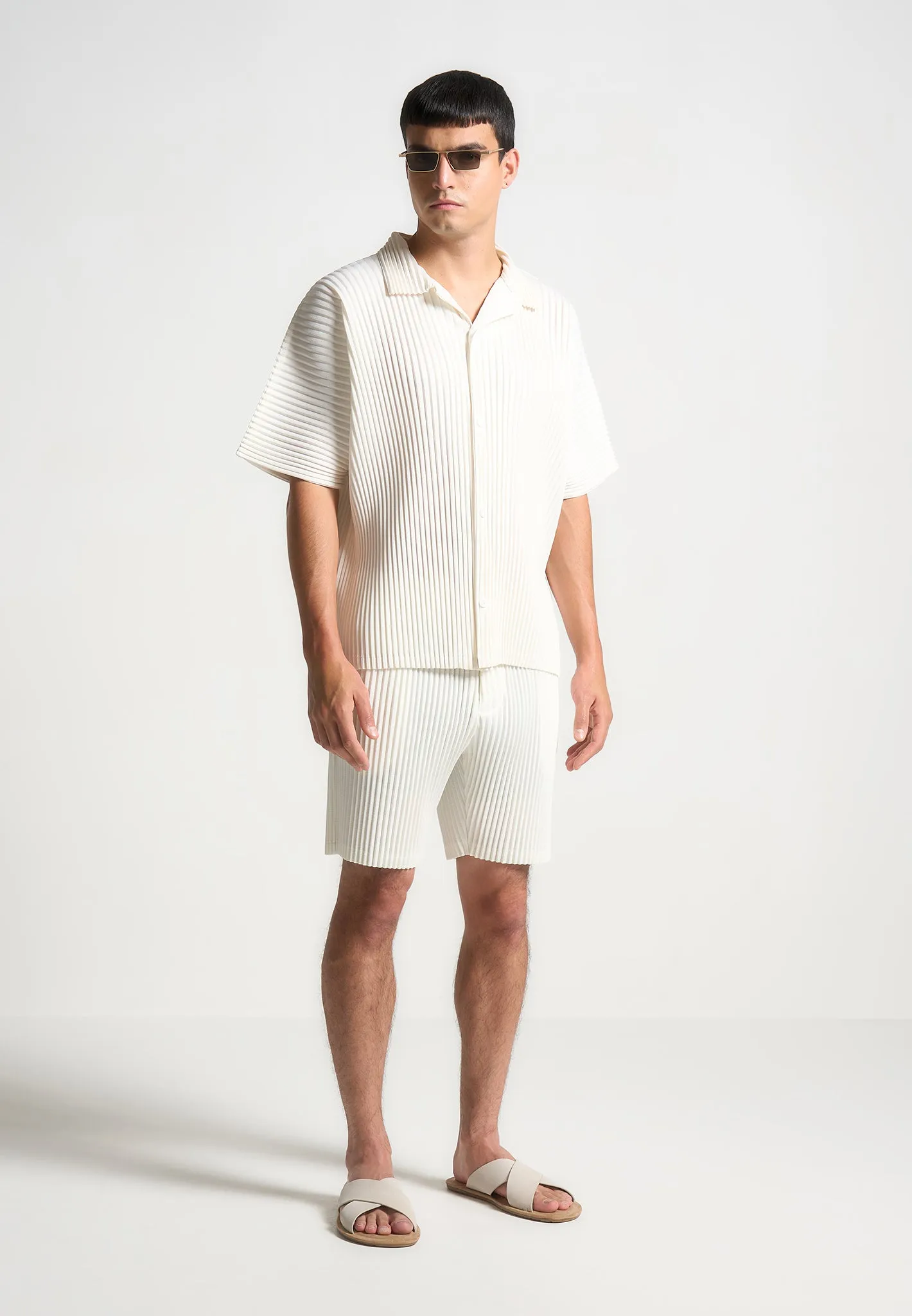 Pleated Shorts - off white off white MultiLayer Stitching HygienicCoating