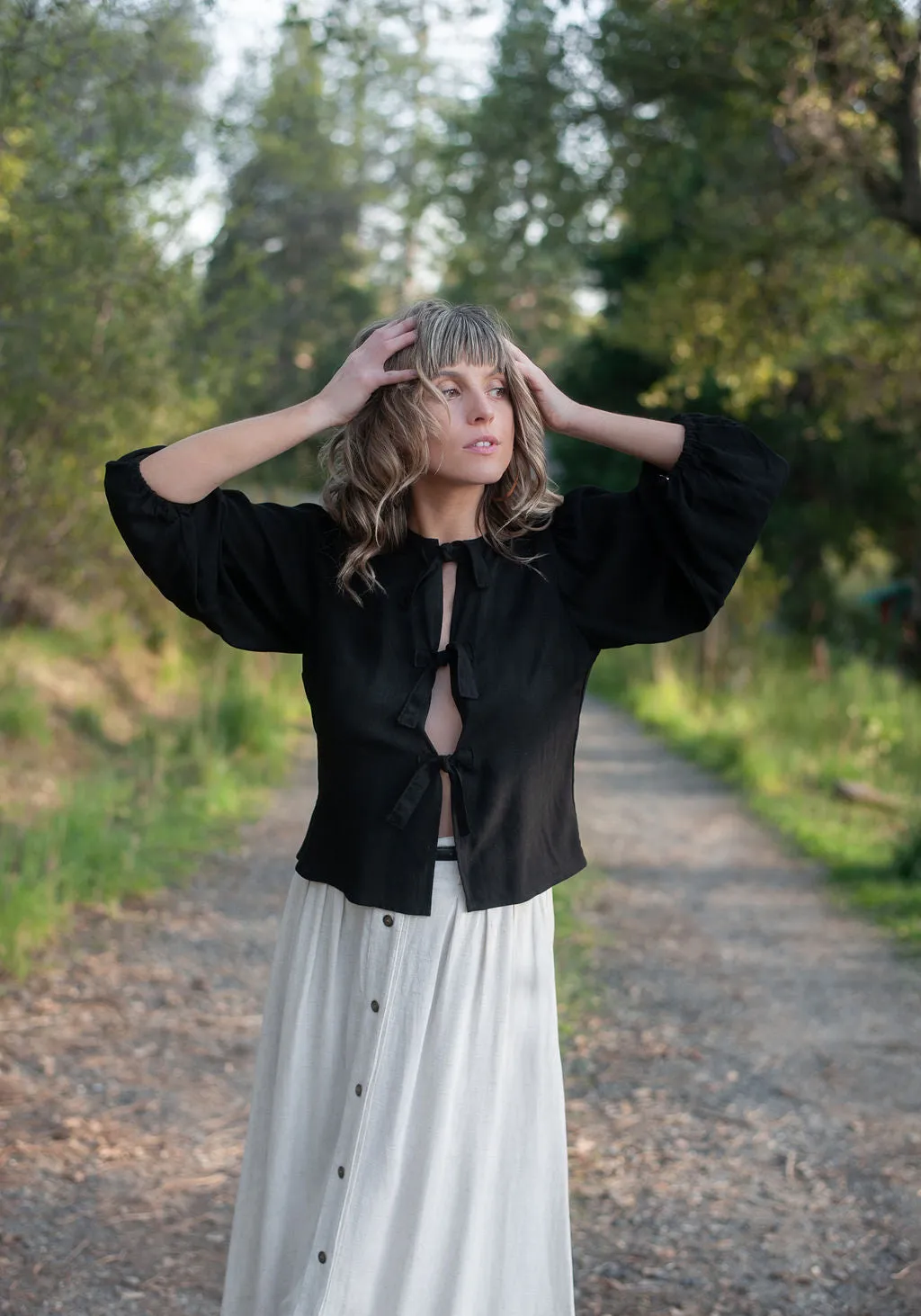 Chilly Days Wear Poet Top in Black Cotton