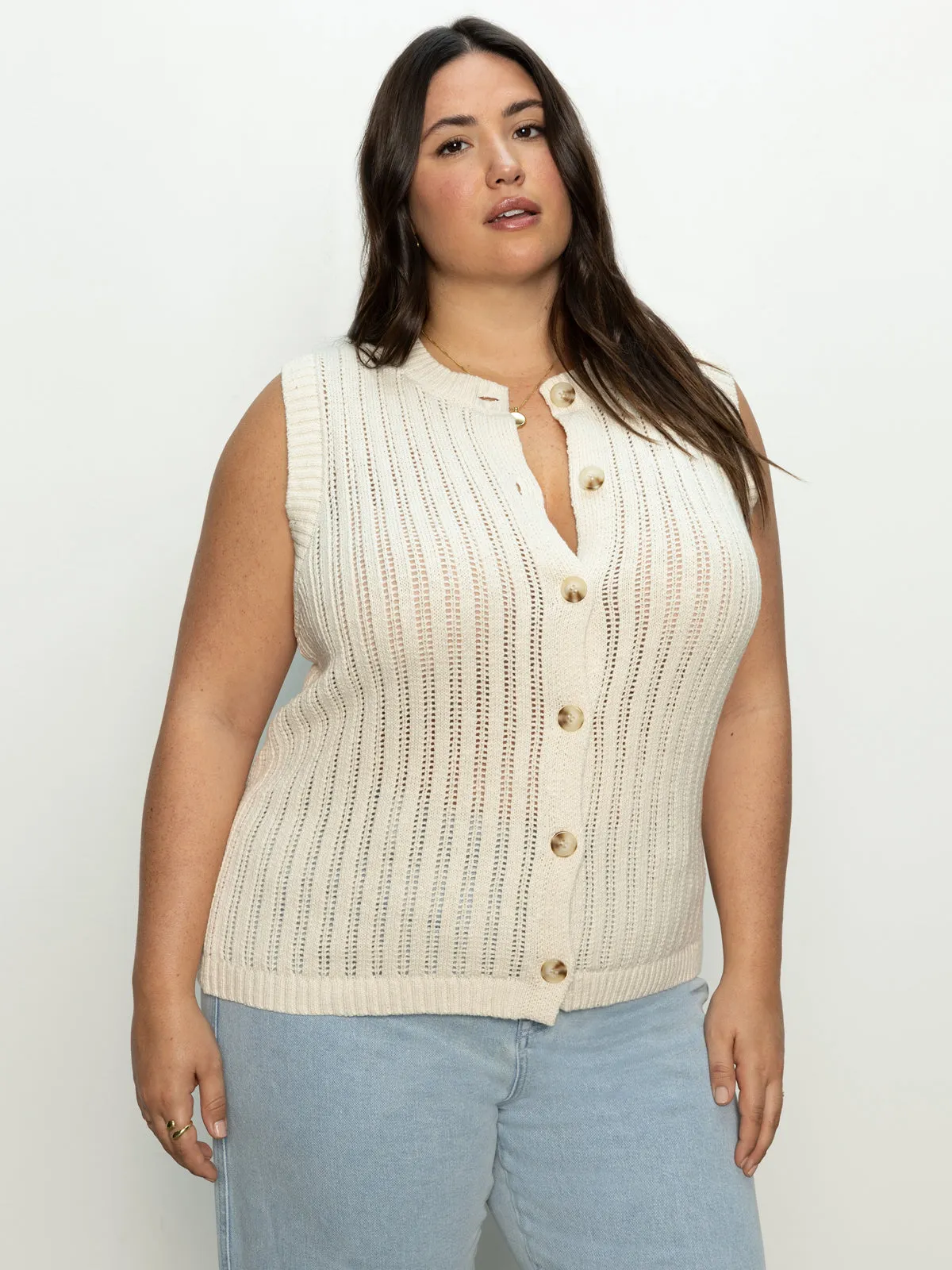 Pointelle Shell Sweater Eco Natural Extended Sizing AdjustableCuffSystem Quick-Dry Fabric