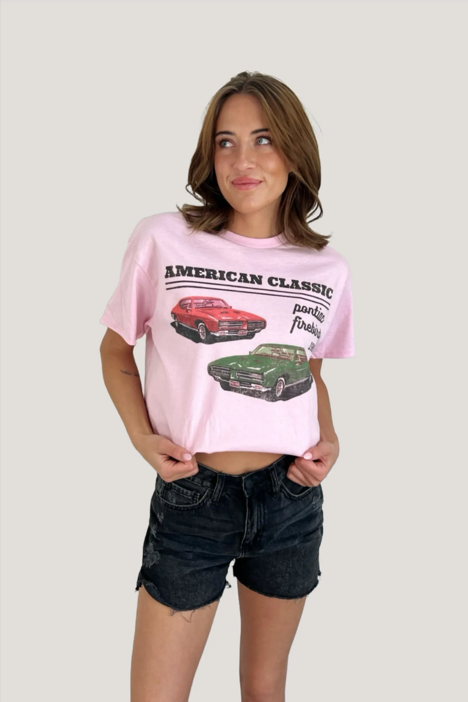 Reflective Accent Stripes Two Tone Weave Pontiac Firebird Graphic Tee - FINAL SALE