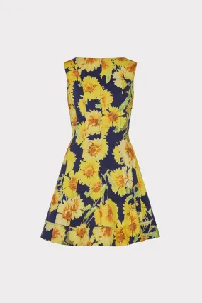 Soft Presence Poppy Sunflower Poplin Mini Dress