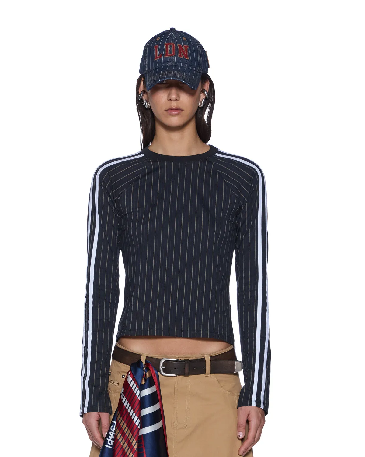 LowImpact Manufacturing PORTER LS TOP BLACK PINSTRIPE