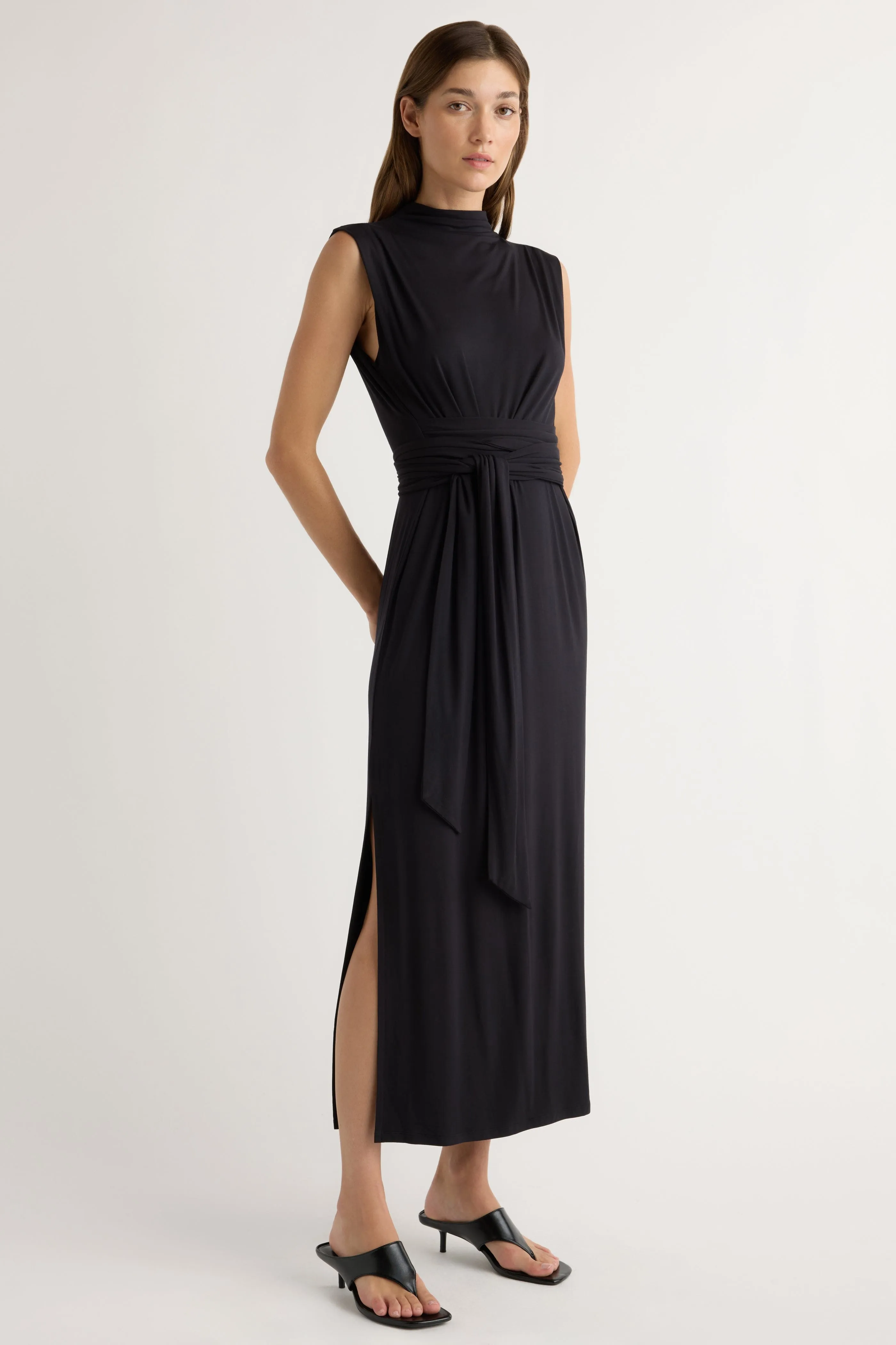 Side-Slit Eden Sleeveless Tie-Front Dress
