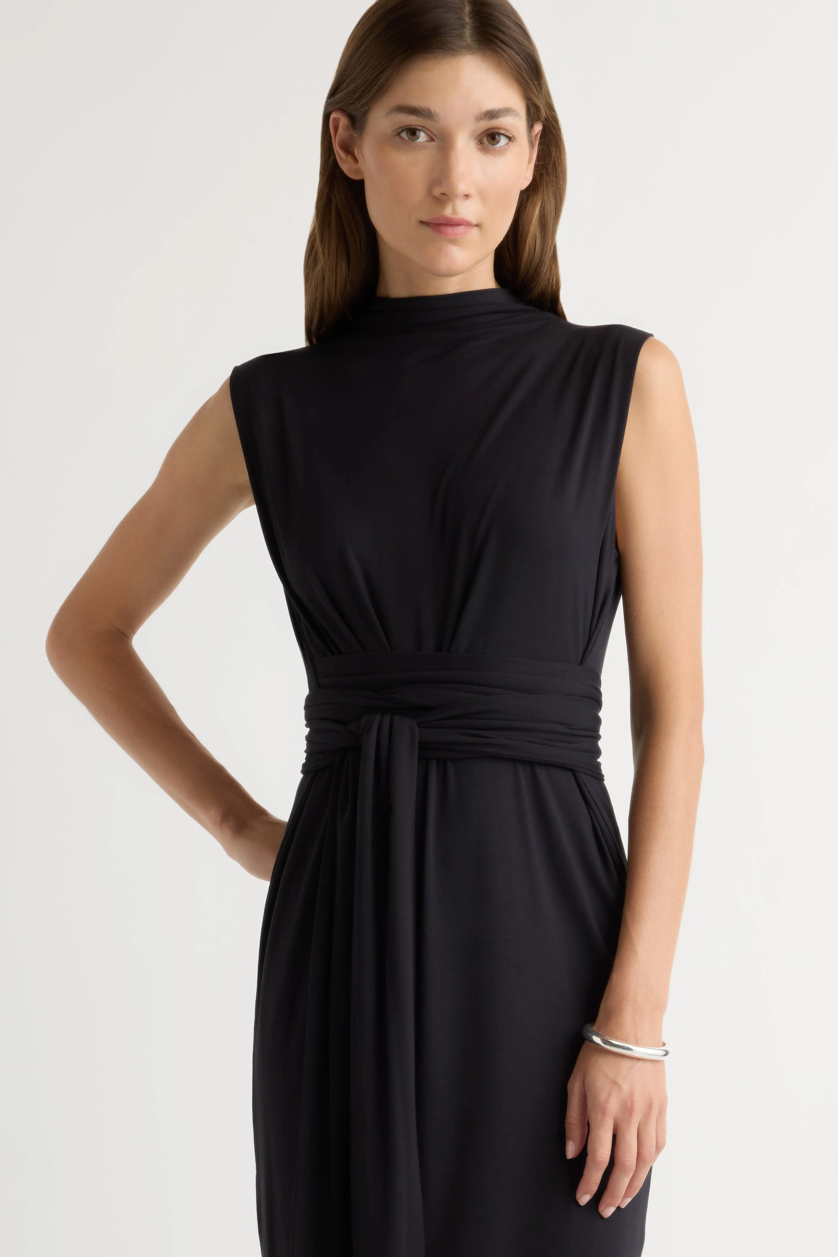 Eden Sleeveless Tie-Front Dress Flowy-Shape