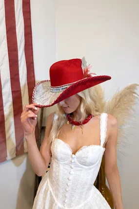 FlexibleElasticatedEdging Pre-Order Renegade Cowhide Cowgirl Hat - Red