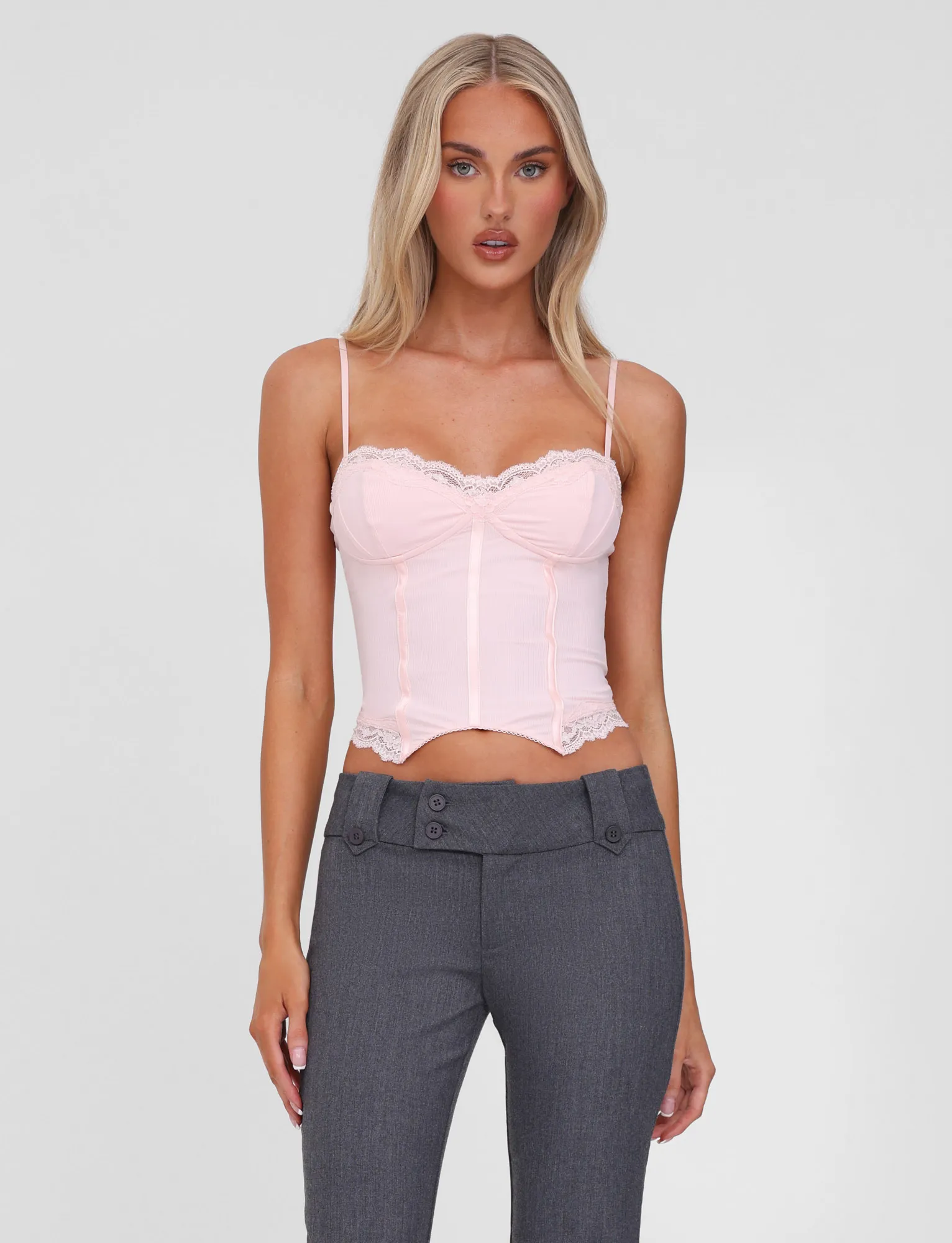 Tapered Side Panels NILA CORSET TOP - SOFT PINK