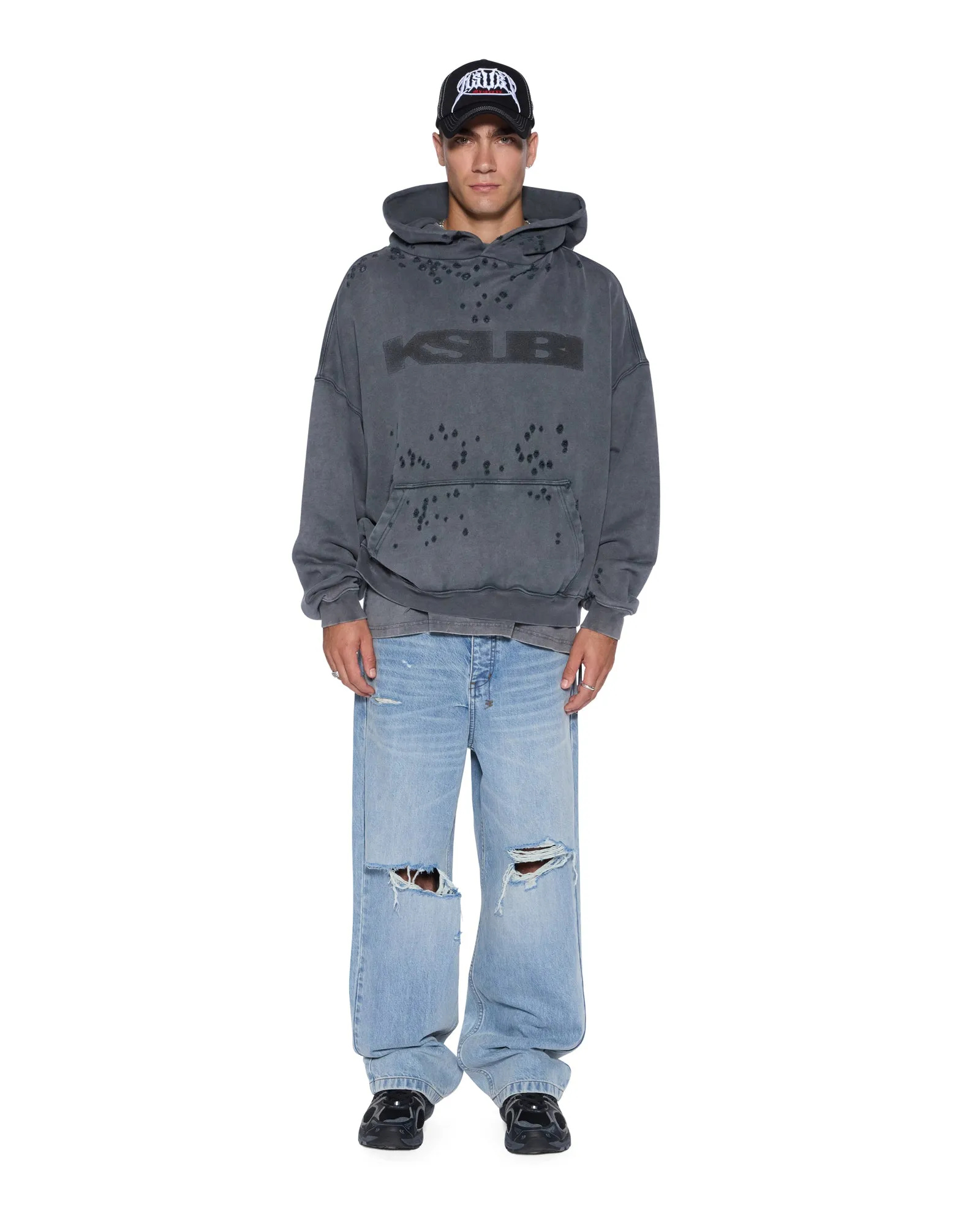 Elegant Blouse MultiPanel Design BLASTED EKCESS HOODIE RHINO