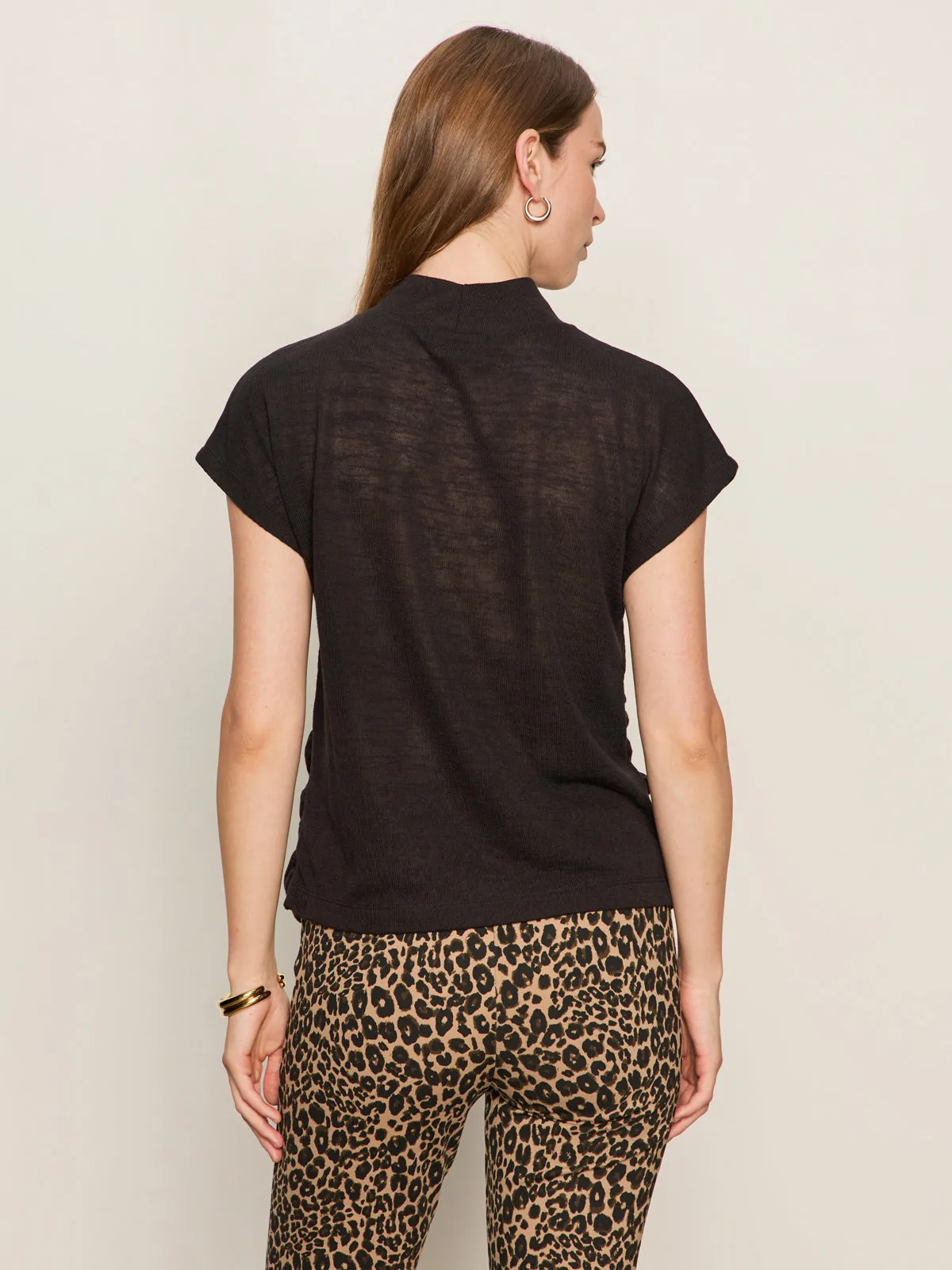 Body shaping Affordable Draped Sleeveless Mock Neck Top Black