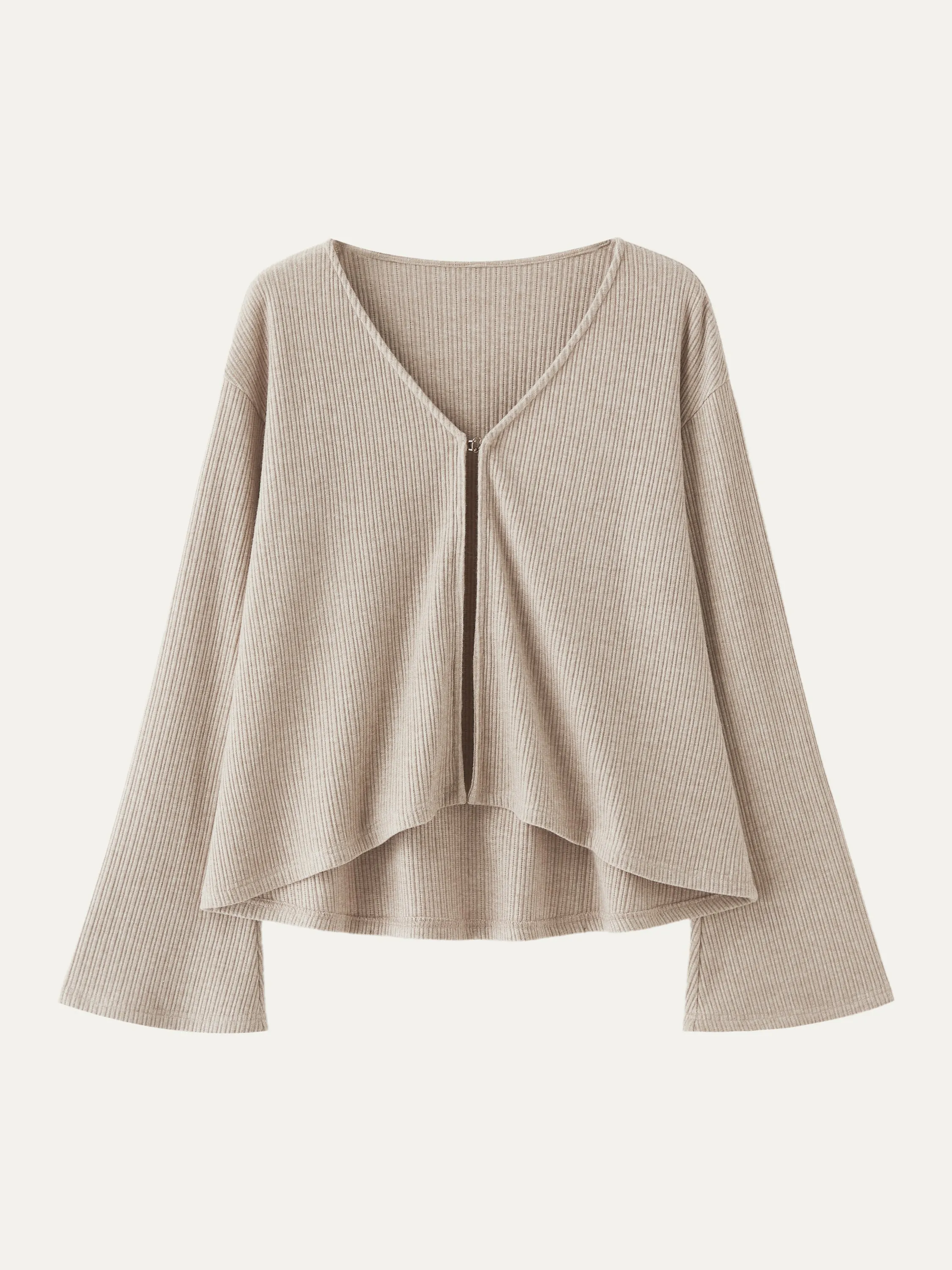 V Neck Flare Long Sleeve Cardigan Formal Shirt