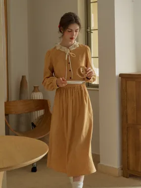 Amiri Romantic Round Neck  3D Crochet Flowers Trimmed A-line Dress Festival Mood