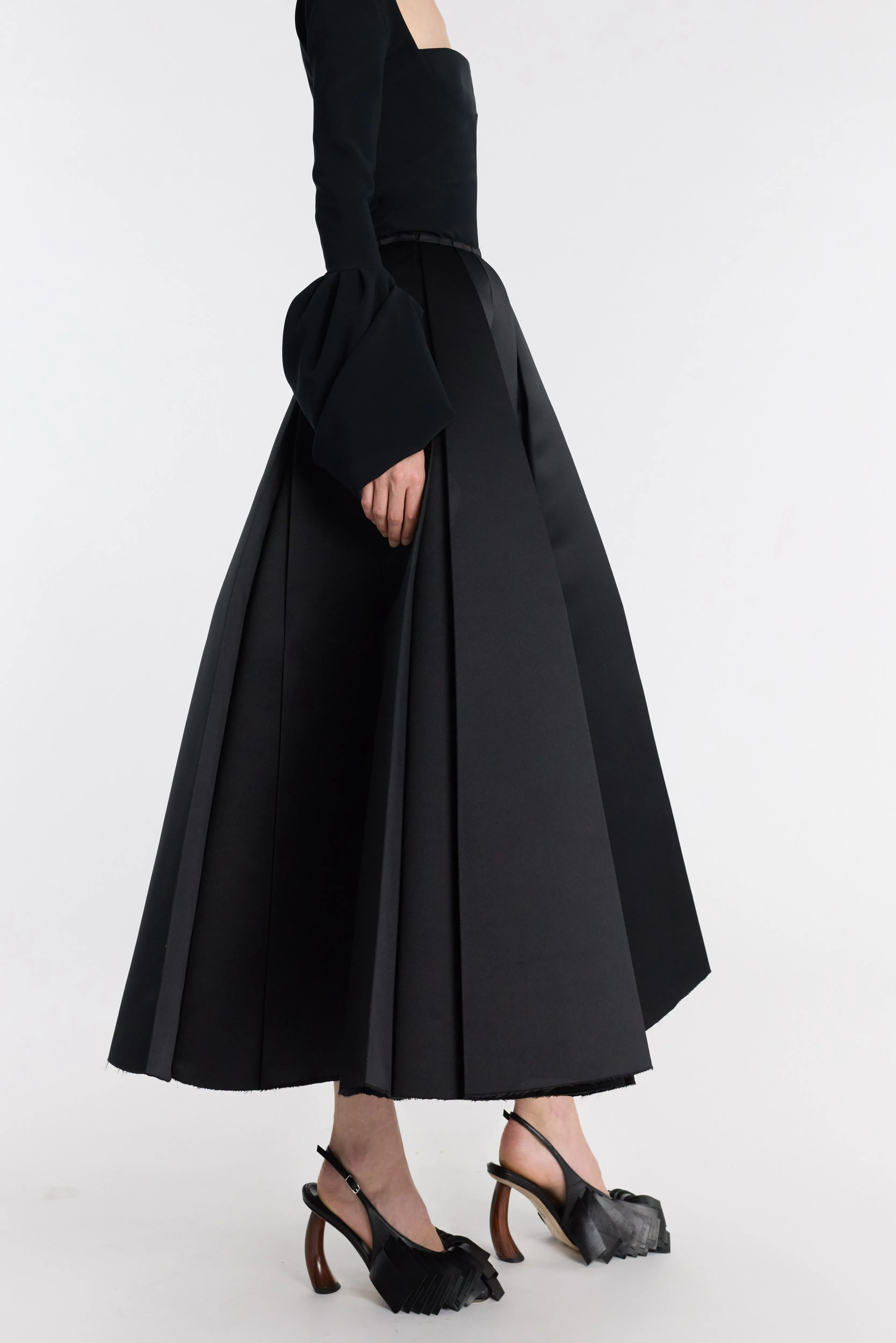 Year Round Style Satin Panelled Skirt Black