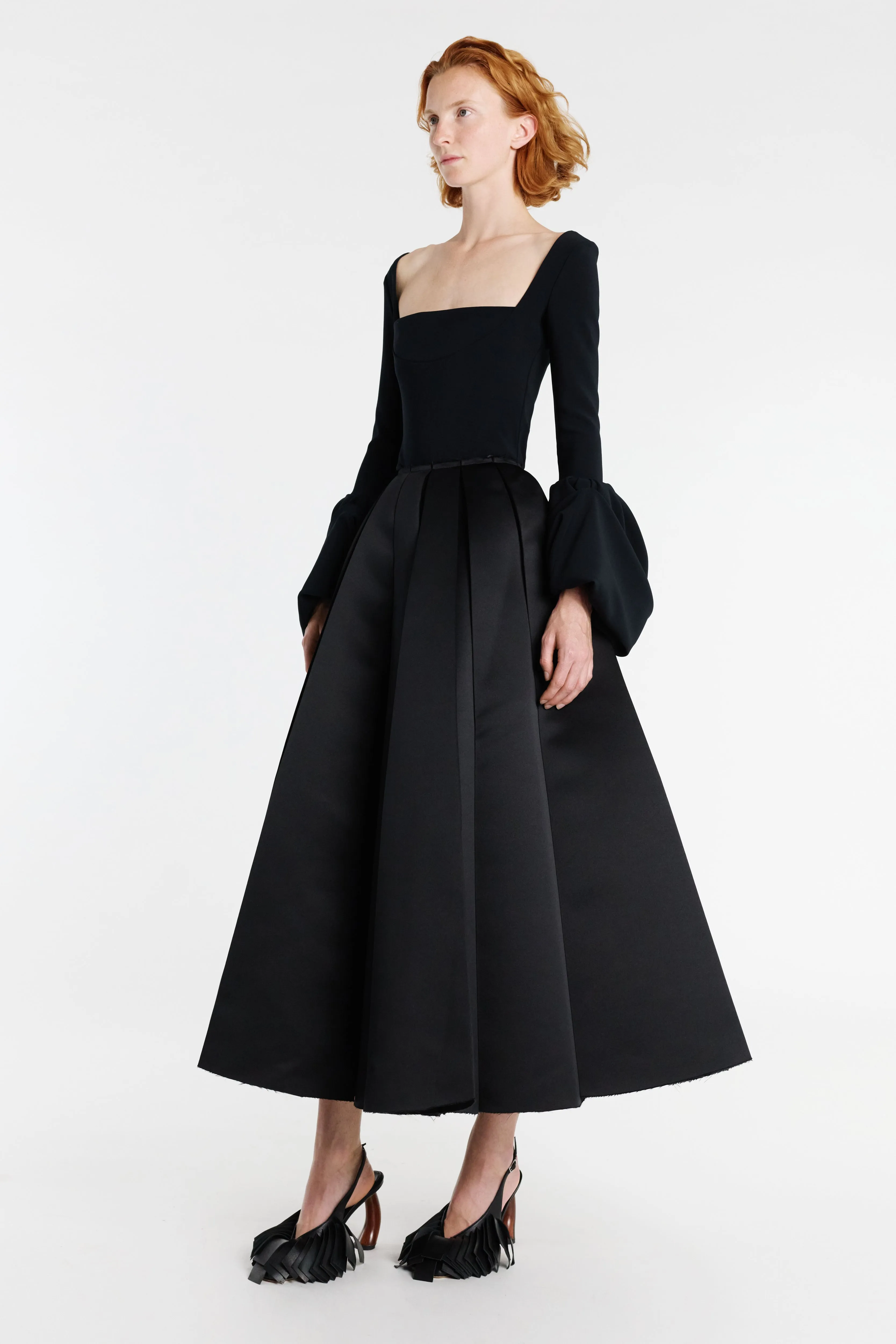 Satin Panelled Skirt Black Casual Edge