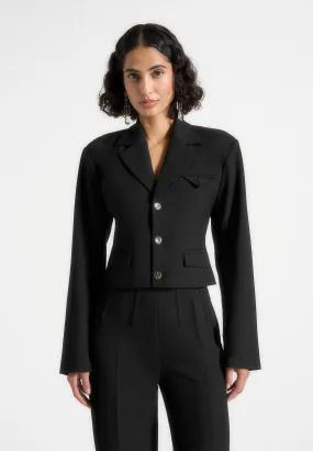 Prisca - Tailored Cropped Blazer - Black Timeless Design