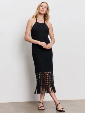 City Layering Promenade Halter Dress Black