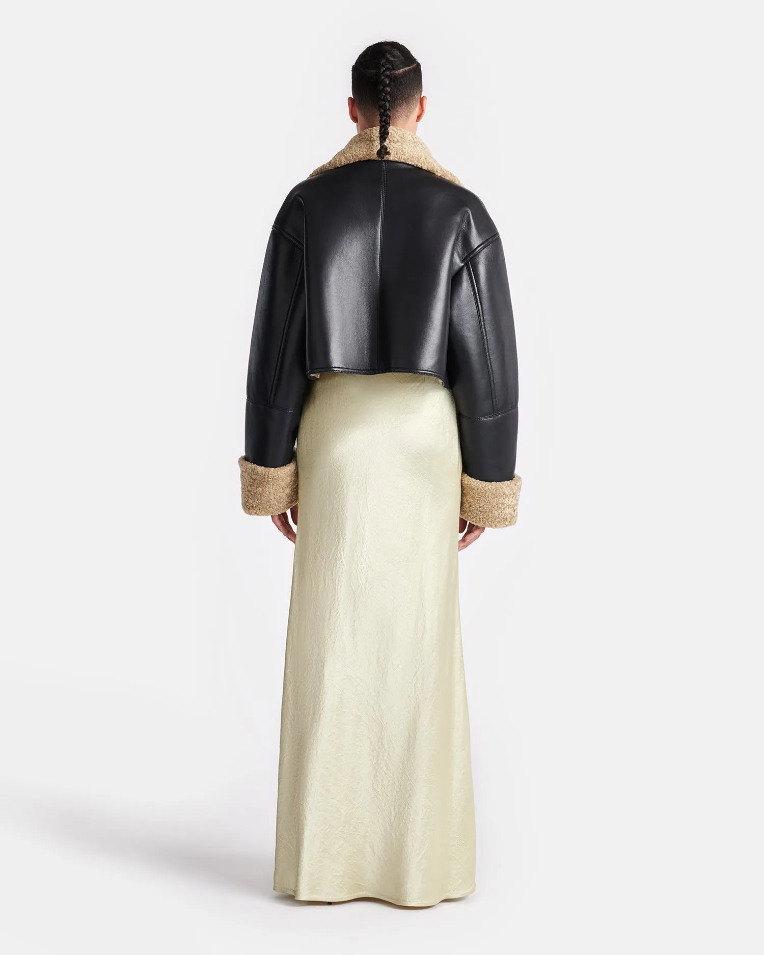 Shiny Adjustable Jemma - Bonded Shearling Jacket - Cornstalk/Black