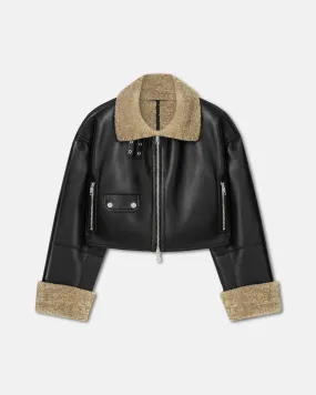 Jemma - Bonded Shearling Jacket - Cornstalk/Black Amateur Washable