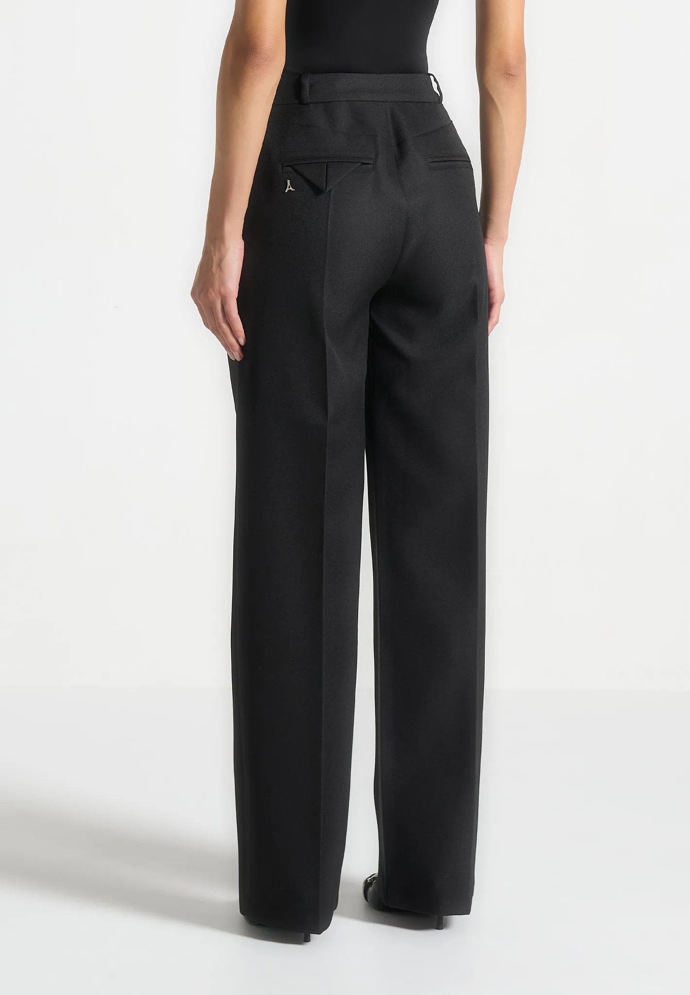 Julie - Tailored Twin Pleat Trousers - Black Smart Comfort Fit