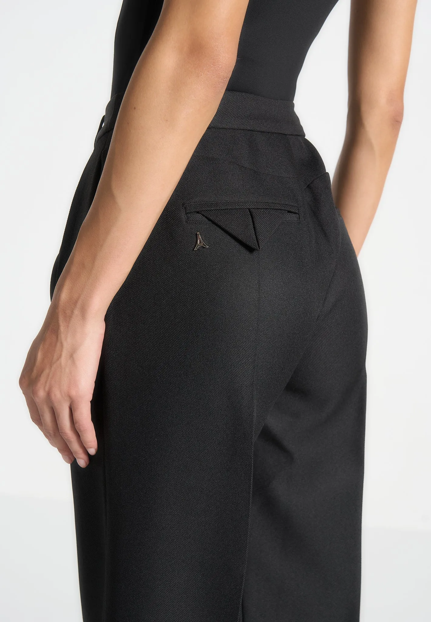 Julie - Tailored Twin Pleat Trousers - Black Soft Comfort Quick Dry Material