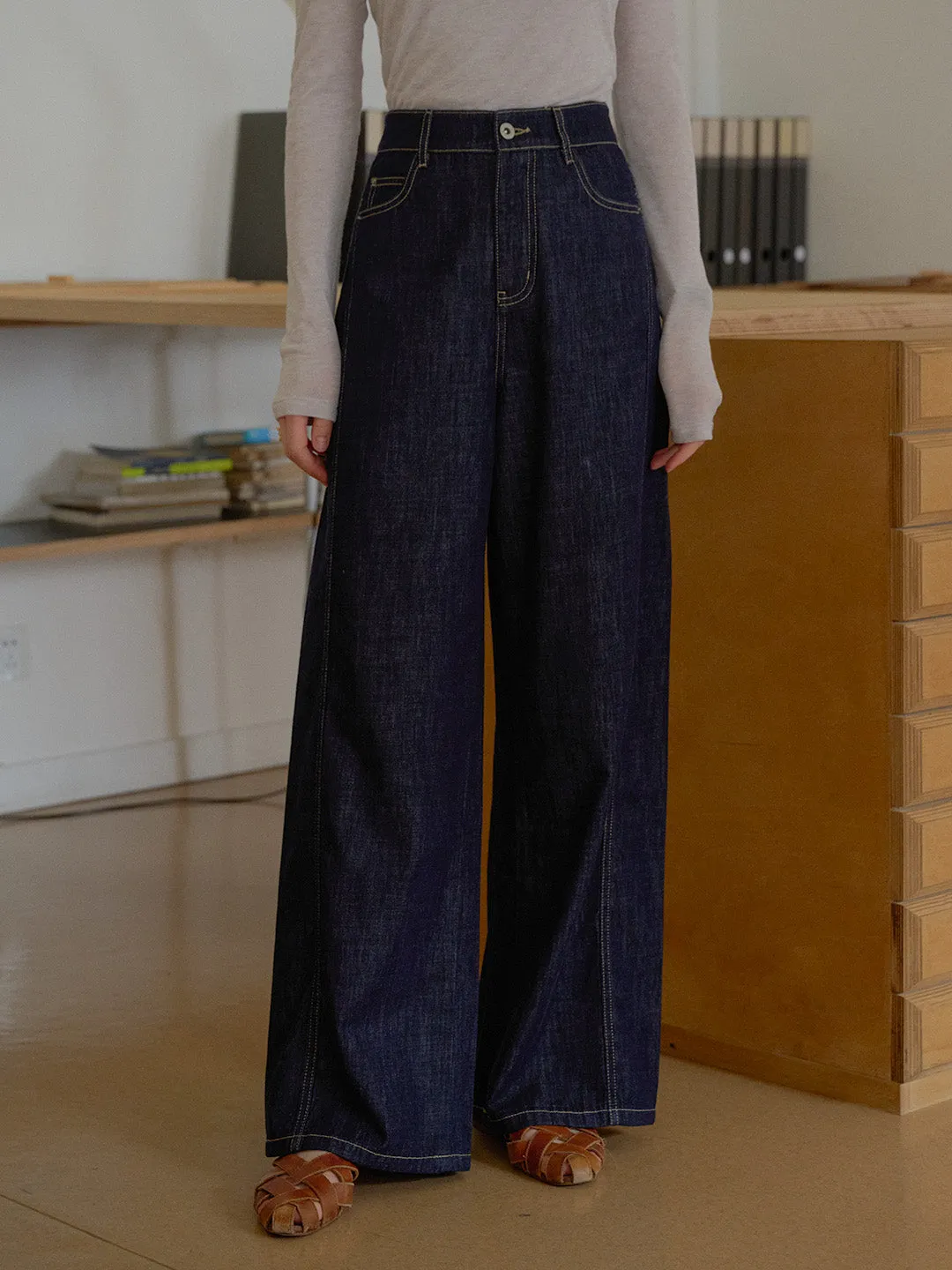 Nicole 100% Cotton Flare Jeans Creative Look Work Ready Lightweight Straight Leg Design