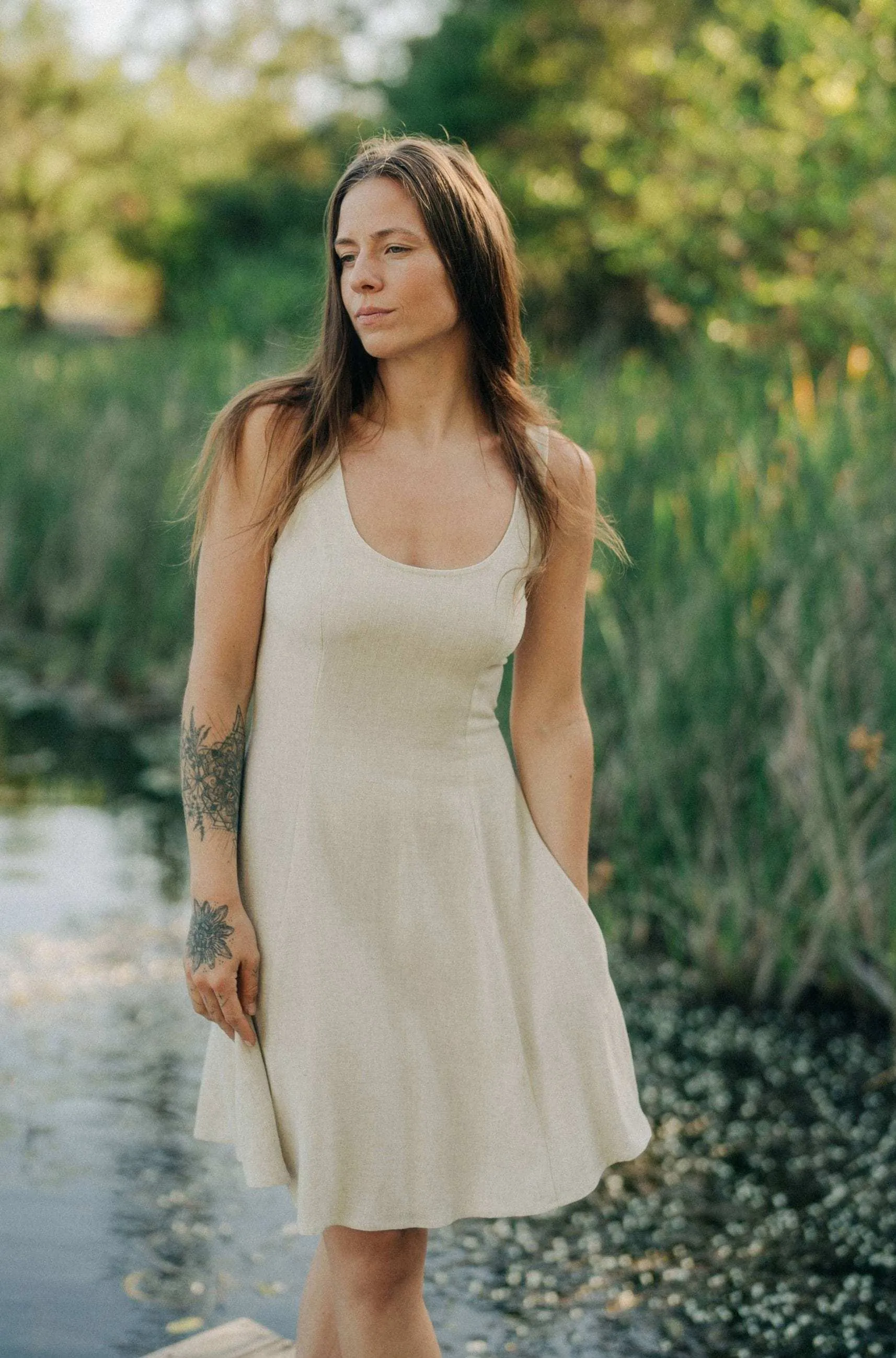 Work Fitwear Dreamy Simplicity Delana Dress in Oat Linen