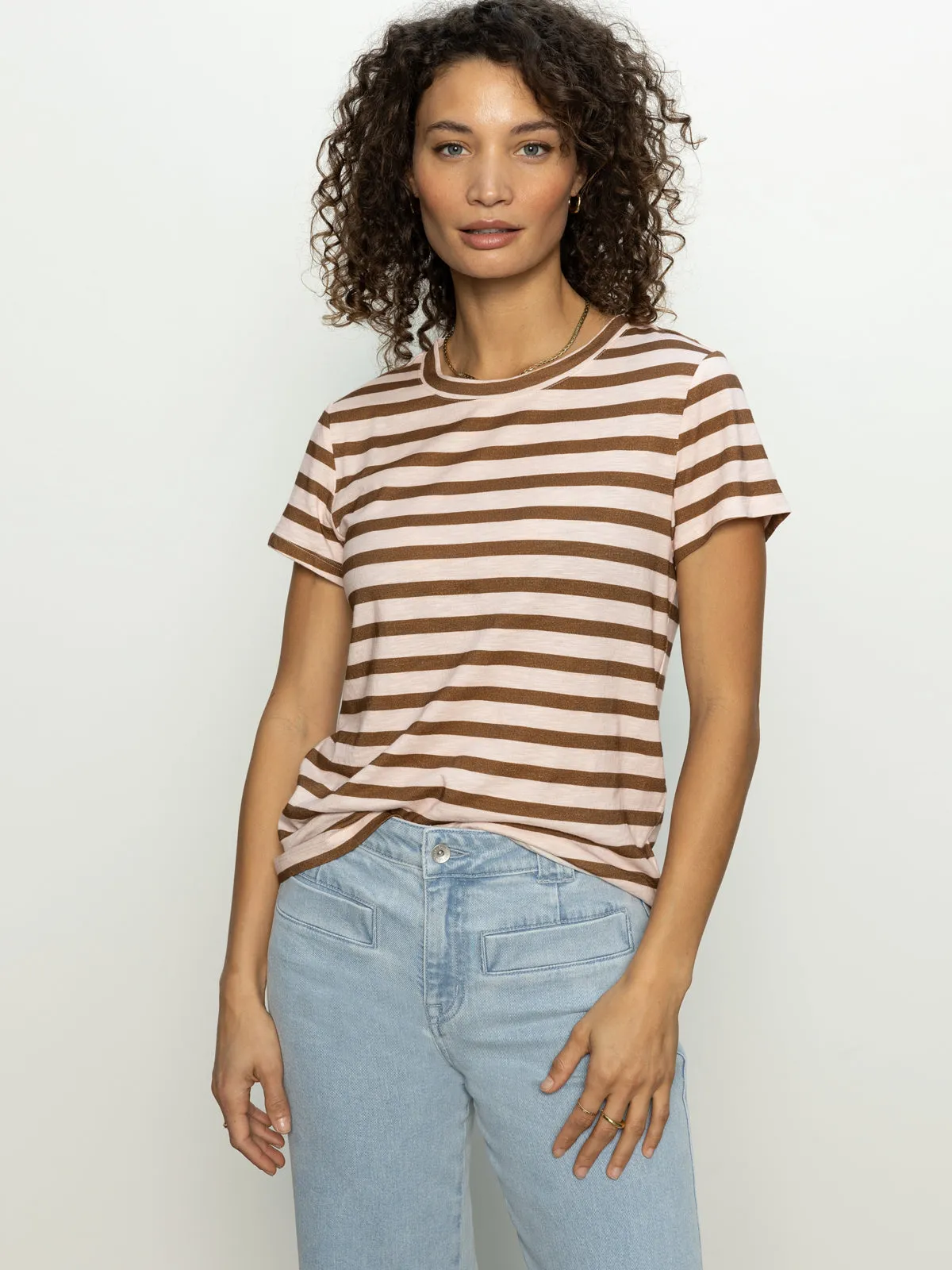 The Perfect Tee Earth Pink / Sepia Stripe Cozy Feel ComfortFirst