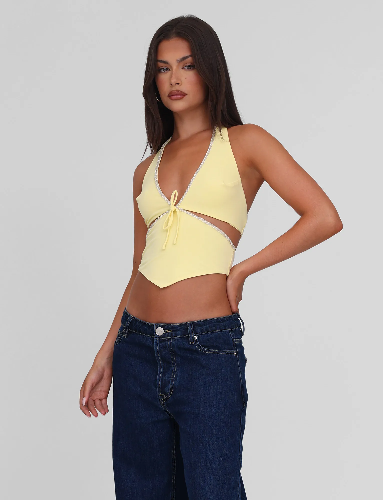 LIZZIE TOP - LEMON Summer Sweater Brushed Microfiber Surface