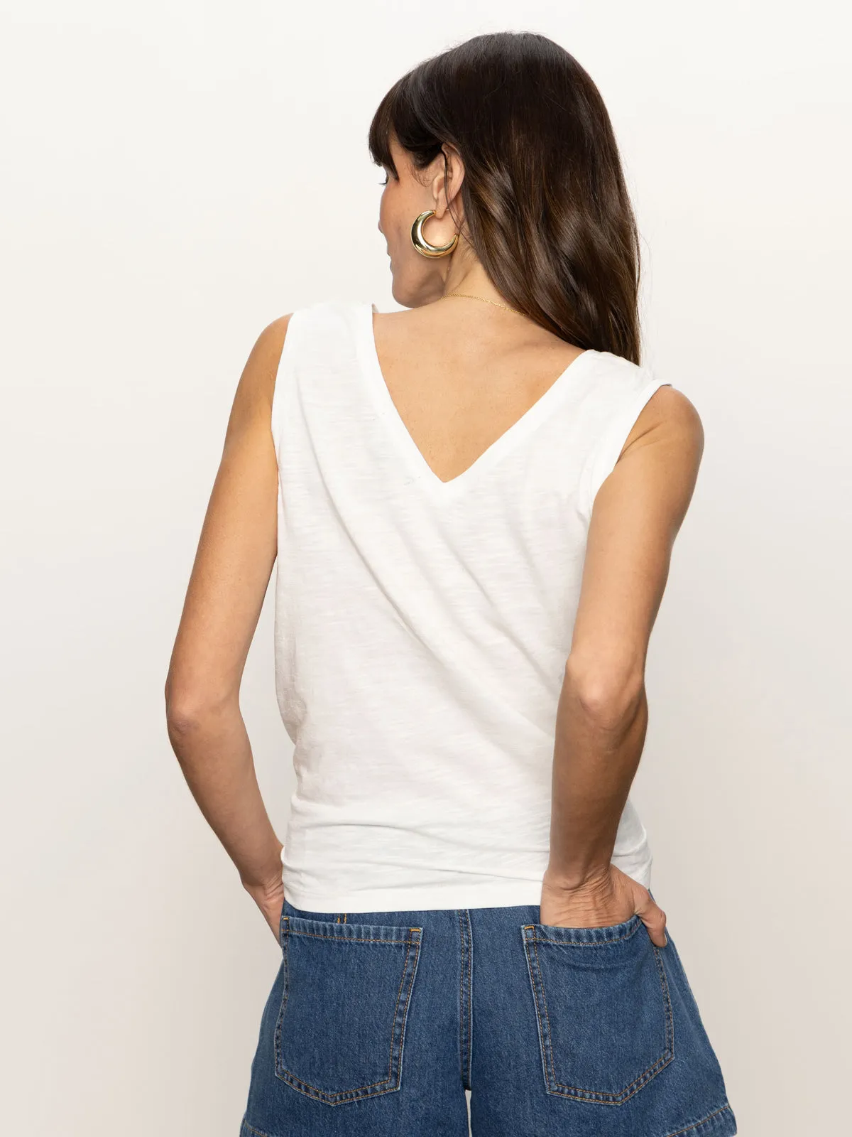 EthicallySourcedMaterial V-Neck Tie Tank White