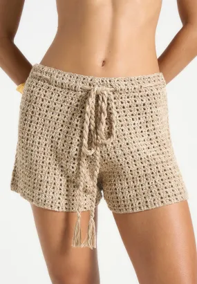 Practical Design Agathe - Crochet Shorts with Drawcord - Natural