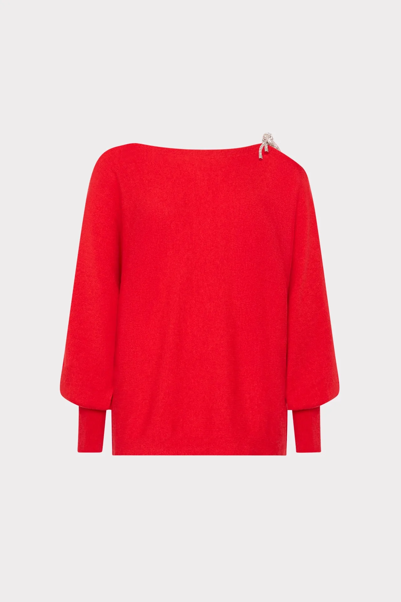 Ida Crystal Bow Cold Shoulder Sweater HypoallergenicMaterial Recycled Material Blend