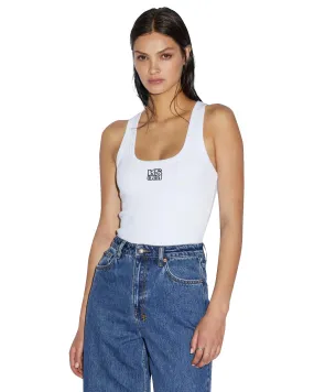 STACKED ORIGIN TANK WHITE SoftTouchFinish Breathable back panel