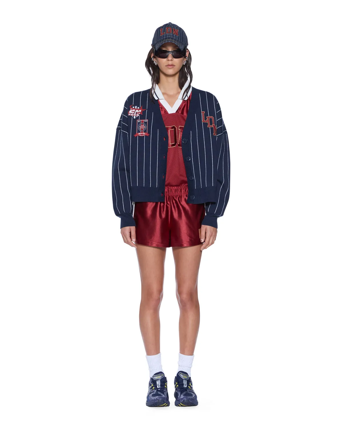 DEAN CARDIGAN NAVY PINSTRIPE YarnDyedQuality MultiPanel Design