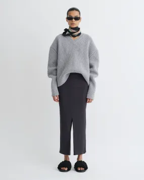 Rafa - Wool Jersey Midi Skirt - Grey Breathable Underarm Gussets EcoFriendly Material