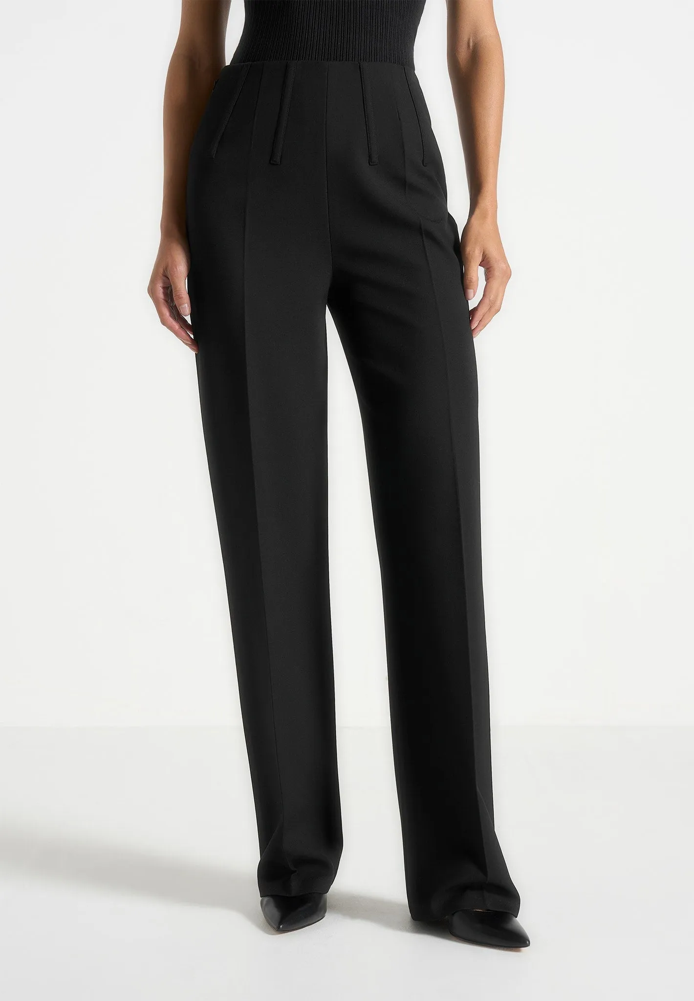 Rafaela - Corset Waist Tailored Trousers - Black Layered Comfort Wear